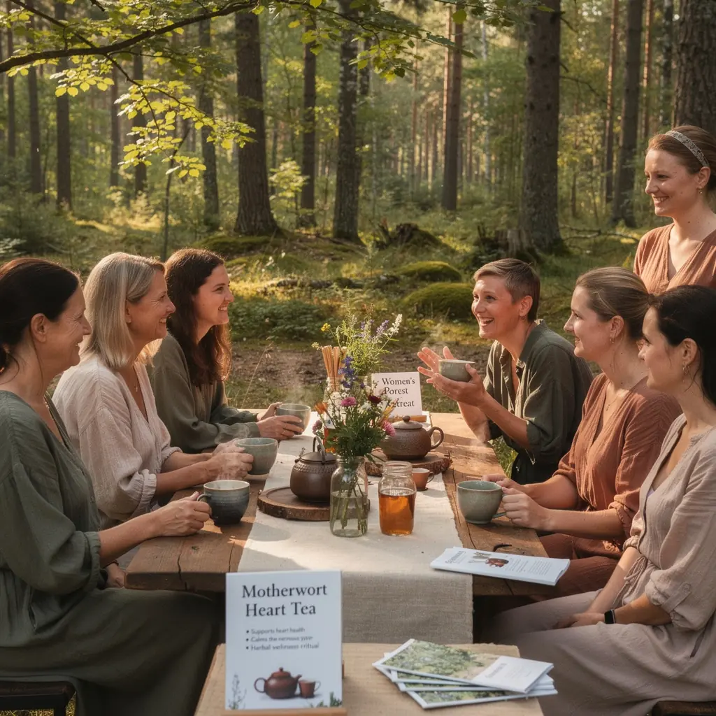 Moterų sveikatai skirtos gamtos gėrybės, rodomos kartu su motinėlėmis.